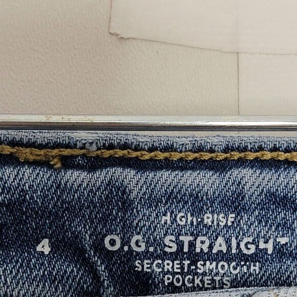 Old Navy Women's O.G. Straight Jeans Size 4 Medium Wash Blue Denim 26x27 - Picture 5 of 11